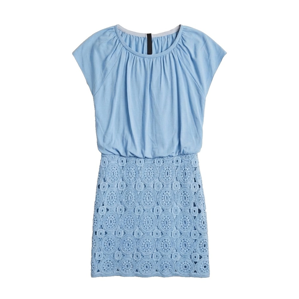 Hugo Boss Orange Blue Crochet Mosaic Lace Shift Dress Sz 4 US 40 IT Mini VTG